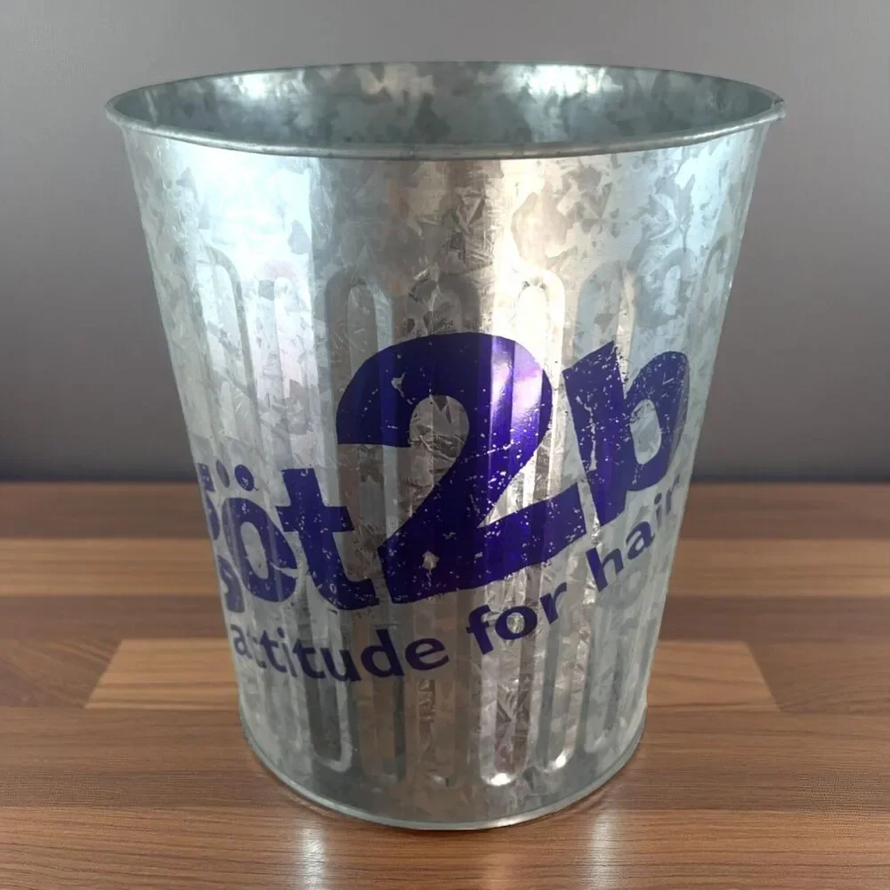 SCHWARZKOPF GOt2B Branded Metal Tip Trash Bucket Y2K Decor Vintage 90s RARE!